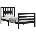 Casa si Gradina - Mobilier - Paturi si accesorii - Paturi - Cadru de pat cu tablie single mic, negru, lemn masiv - Infinity.ro