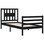 Casa si Gradina - Mobilier - Paturi si accesorii - Paturi - Cadru de pat cu tablie single mic, negru, lemn masiv - Infinity.ro