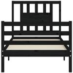 Casa si Gradina - Mobilier - Paturi si accesorii - Paturi - Cadru de pat cu tablie single mic, negru, lemn masiv - Infinity.ro