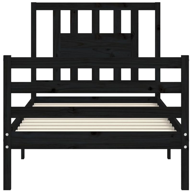 Casa si Gradina - Mobilier - Paturi si accesorii - Paturi - Cadru de pat cu tablie single mic, negru, lemn masiv - Infinity.ro