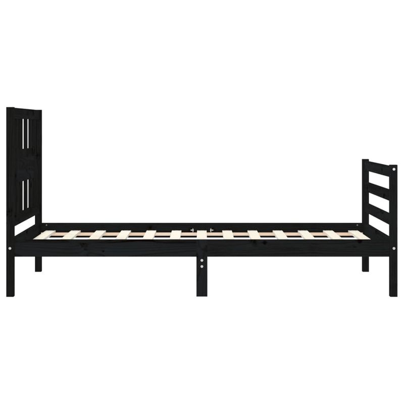 Casa si Gradina - Mobilier - Paturi si accesorii - Paturi - Cadru de pat cu tablie single mic, negru, lemn masiv - Infinity.ro