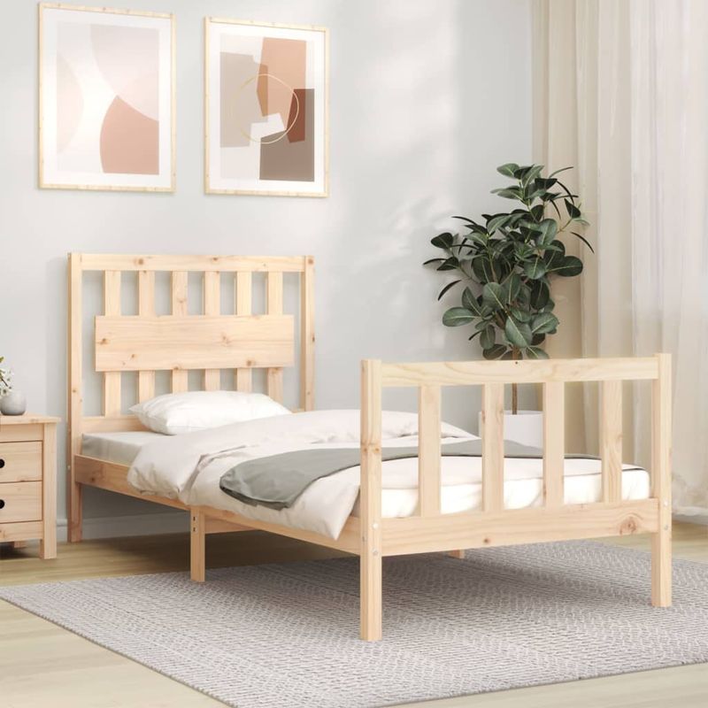 Casa si Gradina - Mobilier - Paturi si accesorii - Paturi - Cadru de pat cu tablie single mic, lemn masiv - Infinity.ro