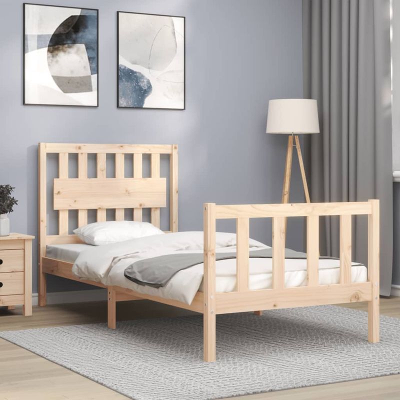 Casa si Gradina - Mobilier - Paturi si accesorii - Paturi - Cadru de pat cu tablie single mic, lemn masiv - Infinity.ro