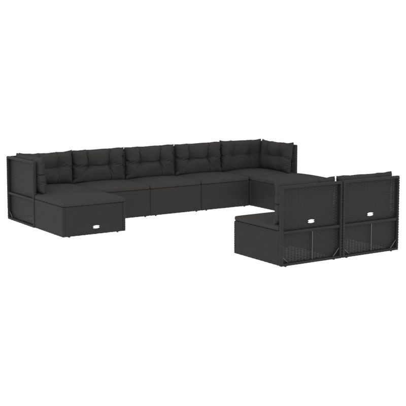Casa si Gradina - Gradina si terasa - Mobilier exterior - Seturi mobila gradina - Set mobilier de gradina cu perne, 9 piese, negru, poliratan - Infinity.ro