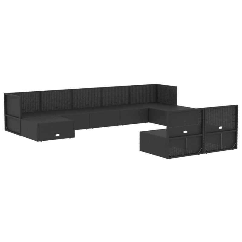 Casa si Gradina - Gradina si terasa - Mobilier exterior - Seturi mobila gradina - Set mobilier de gradina cu perne, 9 piese, negru, poliratan - Infinity.ro