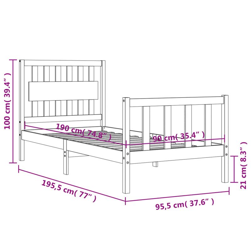 Casa si Gradina - Mobilier - Paturi si accesorii - Paturi - Cadru de pat cu tablie single mic, lemn masiv - Infinity.ro