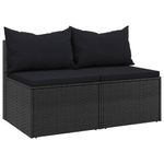 Casa si Gradina - Gradina si terasa - Mobilier exterior - Canapele si fotolii gradina - Canapele de mijloc de gradina cu perne 2 buc. negru poliratan - Infinity.ro