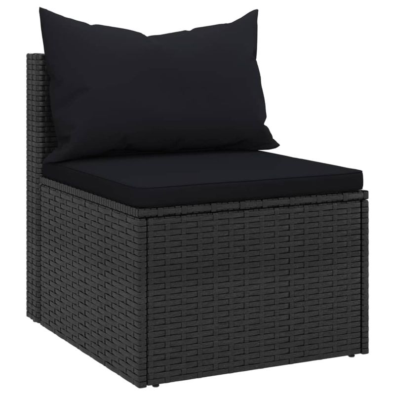 Casa si Gradina - Gradina si terasa - Mobilier exterior - Canapele si fotolii gradina - Canapele de mijloc de gradina cu perne 2 buc. negru poliratan - Infinity.ro