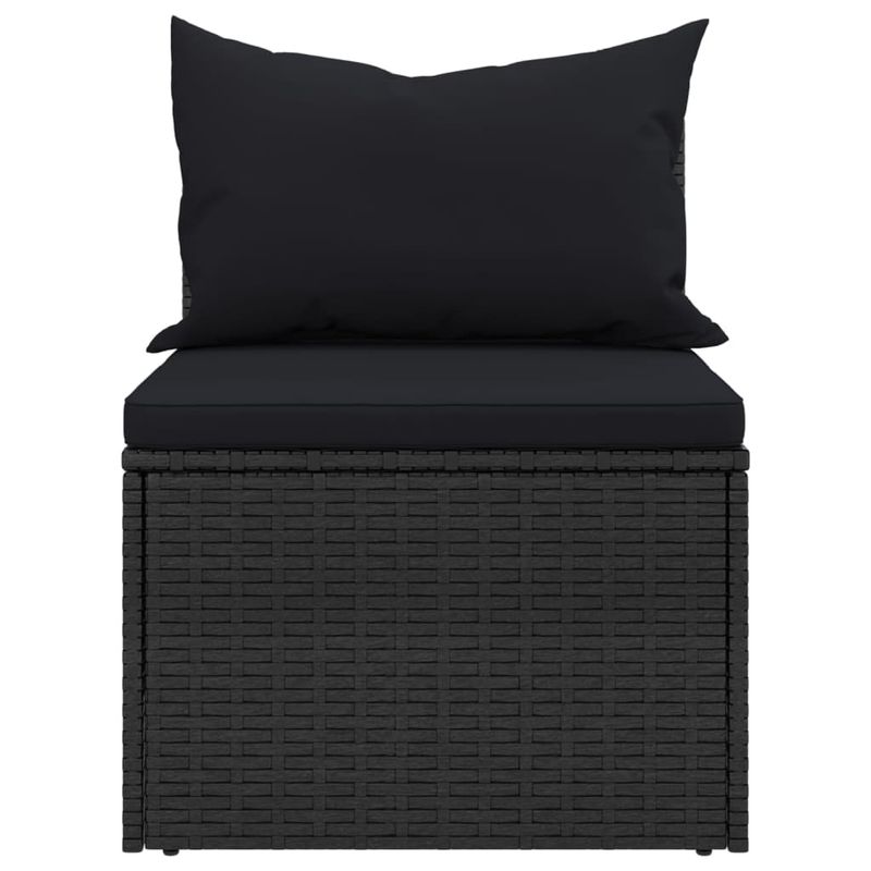 Casa si Gradina - Gradina si terasa - Mobilier exterior - Canapele si fotolii gradina - Canapele de mijloc de gradina cu perne 2 buc. negru poliratan - Infinity.ro
