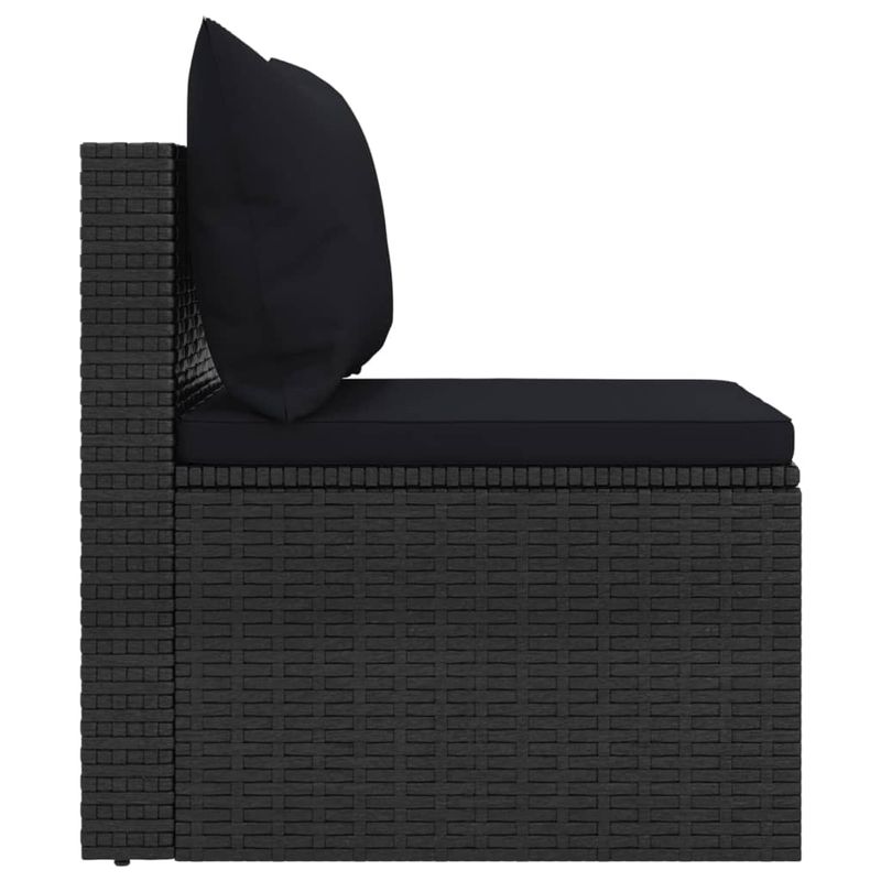 Casa si Gradina - Gradina si terasa - Mobilier exterior - Canapele si fotolii gradina - Canapele de mijloc de gradina cu perne 2 buc. negru poliratan - Infinity.ro