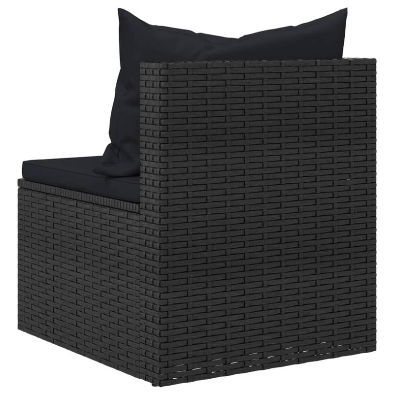 Casa si Gradina - Gradina si terasa - Mobilier exterior - Canapele si fotolii gradina - Canapele de mijloc de gradina cu perne 2 buc. negru poliratan - Infinity.ro