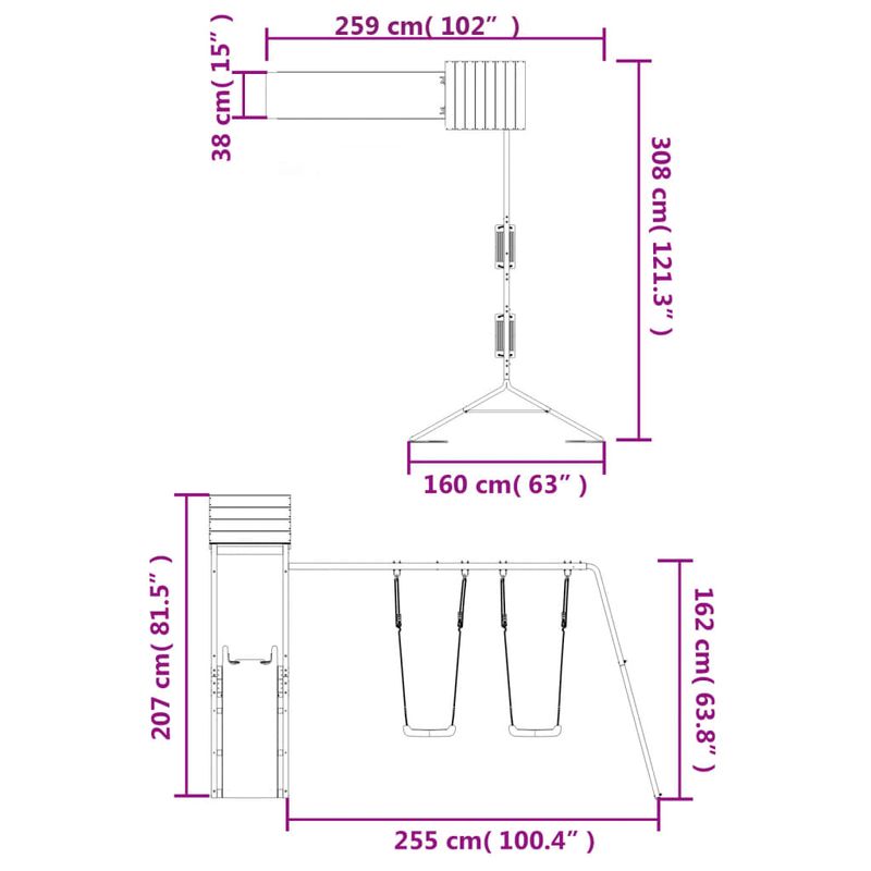 Jucarii, Copii si Bebe - Jucarii si jocuri - Jucarii de exterior - Spatii de joaca si accesorii - Set de joaca pentru exterior, lemn masiv de pin - Infinity.ro