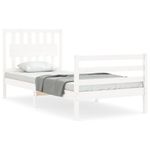 Casa si Gradina - Mobilier - Paturi si accesorii - Paturi - Cadru de pat cu tablie single mic, alb, 90x200 cm, lemn masiv - Infinity.ro
