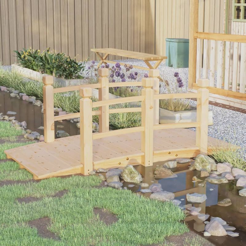 Casa si Gradina - Gradina si terasa - Mobilier exterior - Accesorii pentru gradina - Pod de gradina cu balustrade, 150x67x56 cm, lemn masiv de molid - Infinity.ro