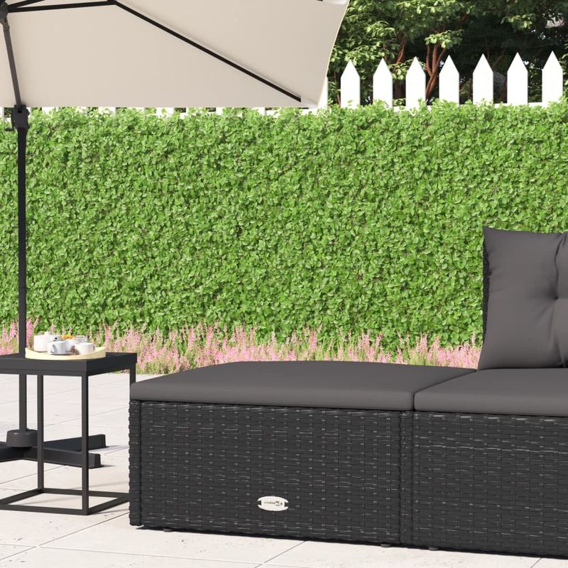 Casa si Gradina - Gradina si terasa - Mobilier exterior - Canapele si fotolii gradina - Canapea de colt cu perna de gradina, negru, poliratan - Infinity.ro