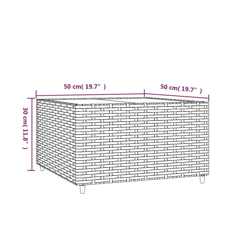 Casa si Gradina - Gradina si terasa - Mobilier exterior - Mese gradina - Masa de cafea patrata de gradina, maro, 50x50x30 cm, poliratan - Infinity.ro