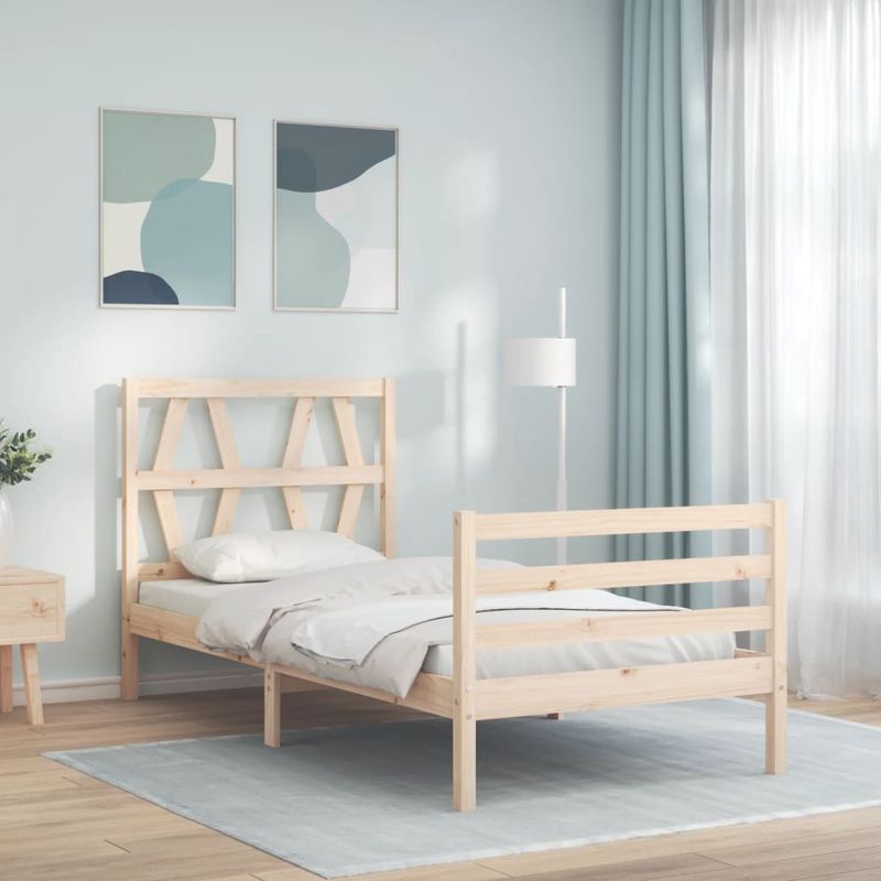 Casa si Gradina - Mobilier - Paturi si accesorii - Paturi - Cadru de pat cu tablie single mic, lemn masiv - Infinity.ro
