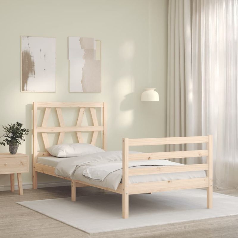 Casa si Gradina - Mobilier - Paturi si accesorii - Paturi - Cadru de pat cu tablie single mic, lemn masiv - Infinity.ro