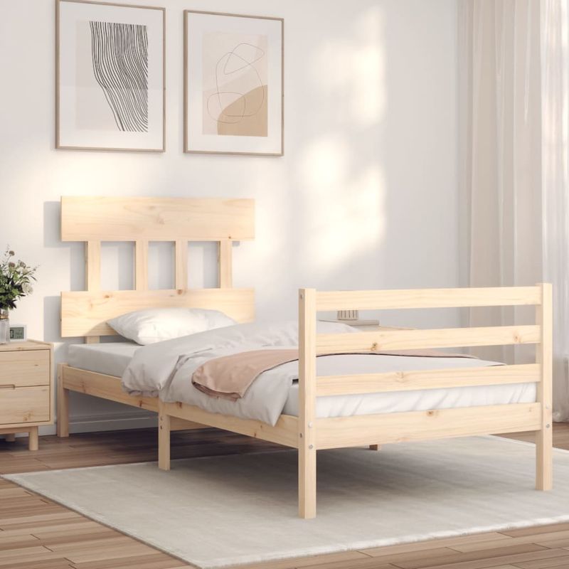 Casa si Gradina - Mobilier - Paturi si accesorii - Paturi - Cadru de pat cu tablie single mic, lemn masiv - Infinity.ro