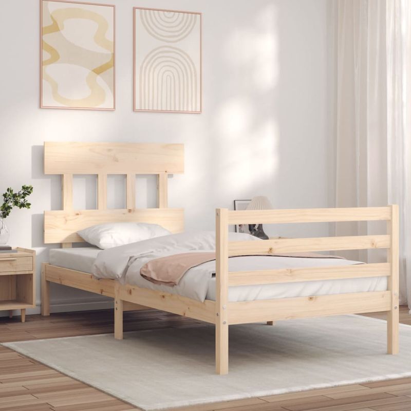 Casa si Gradina - Mobilier - Paturi si accesorii - Paturi - Cadru de pat cu tablie single mic, lemn masiv - Infinity.ro