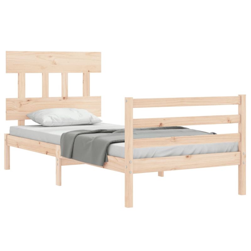 Casa si Gradina - Mobilier - Paturi si accesorii - Paturi - Cadru de pat cu tablie single mic, lemn masiv - Infinity.ro