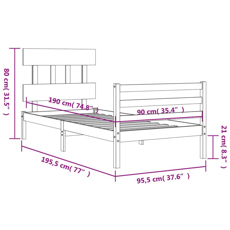 Casa si Gradina - Mobilier - Paturi si accesorii - Paturi - Cadru de pat cu tablie single mic, lemn masiv - Infinity.ro