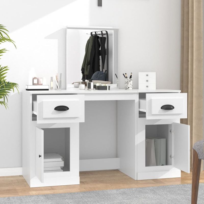Casa si Gradina - Mobilier - Comode si corpuri - Masute de toaleta - Masa de toaleta cu oglinda, alb, 130x50x132,5 cm - Infinity.ro