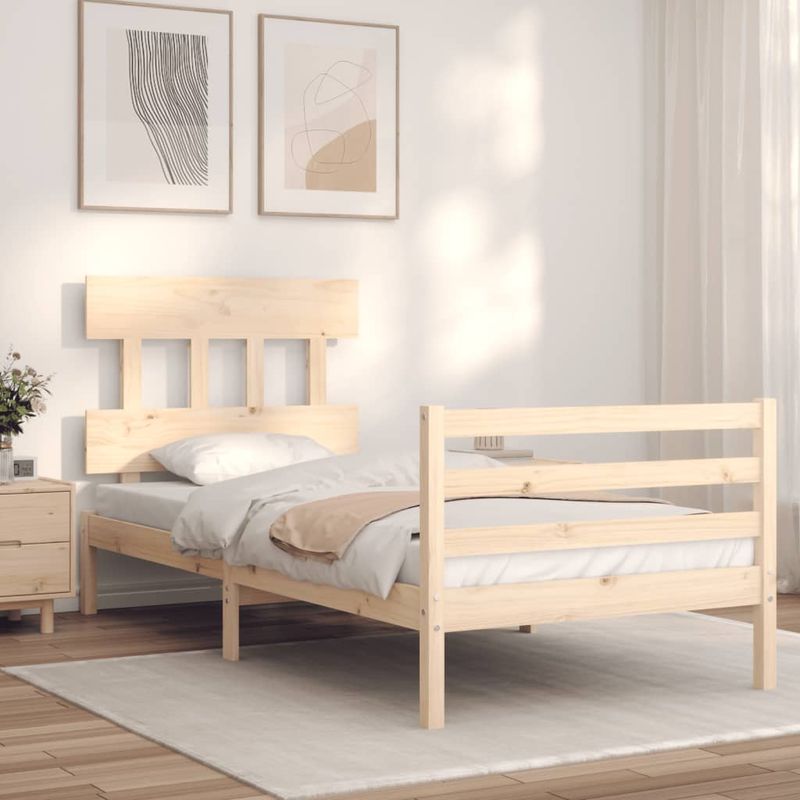 Casa si Gradina - Mobilier - Paturi si accesorii - Paturi - Cadru de pat cu tablie single mic, 90x200 cm, lemn masiv - Infinity.ro