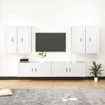 Casa si Gradina - Mobilier - Seturi de mobilier - Seturi living - Set dulap TV, 6 piese, alb, lemn prelucrat - Infinity.ro