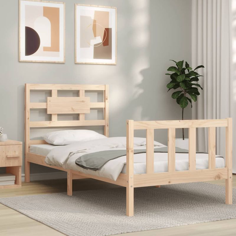 Casa si Gradina - Mobilier - Paturi si accesorii - Paturi - Cadru de pat cu tablie single mic, lemn masiv - Infinity.ro