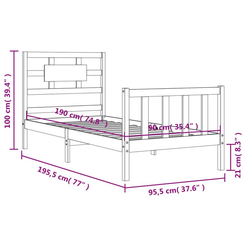 Casa si Gradina - Mobilier - Paturi si accesorii - Paturi - Cadru de pat cu tablie single mic, lemn masiv - Infinity.ro