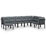 Casa si Gradina - Gradina si terasa - Mobilier exterior - Seturi mobila gradina - Set sezlonguri de gradina, 8 piese, negru si gri, poliratan - Infinity.ro