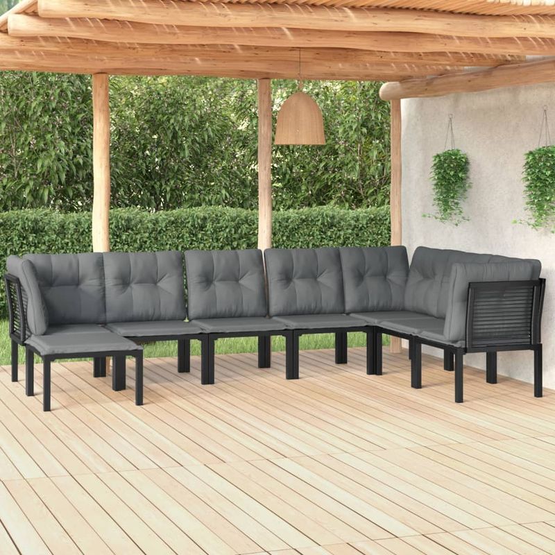 Casa si Gradina - Gradina si terasa - Mobilier exterior - Seturi mobila gradina - Set sezlonguri de gradina, 8 piese, negru si gri, poliratan - Infinity.ro