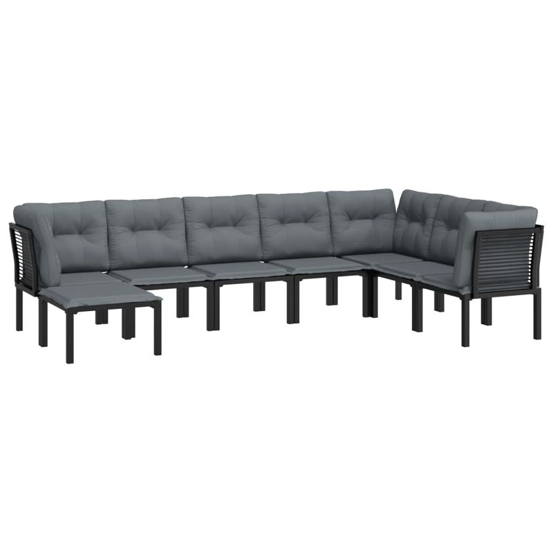 Casa si Gradina - Gradina si terasa - Mobilier exterior - Seturi mobila gradina - Set sezlonguri de gradina, 8 piese, negru si gri, poliratan - Infinity.ro