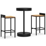 Casa si Gradina - Gradina si terasa - Mobilier exterior - Seturi mobila gradina - Set bar pentru gradina, 3 piese, negru, poliratan/lemn acacia - Infinity.ro