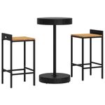 Casa si Gradina - Gradina si terasa - Mobilier exterior - Seturi mobila gradina - Set bar pentru gradina, 3 piese, negru, poliratan/lemn acacia - Infinity.ro