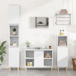 Casa si Gradina - Mobilier - Seturi de mobilier - Seturi baie - Set mobilier de baie, 3 piese, alb, lemn compozit - Infinity.ro
