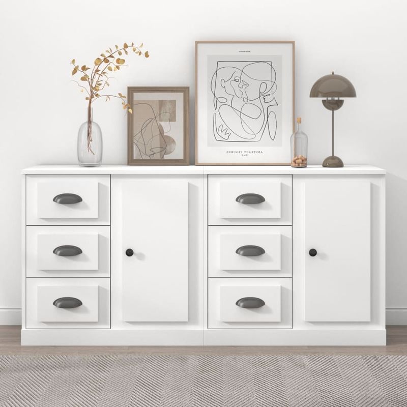 Casa si Gradina - Mobilier - Comode si corpuri - Comode - Servante, 2 piese, alb, lemn prelucrat - Infinity.ro