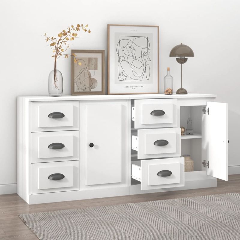 Casa si Gradina - Mobilier - Comode si corpuri - Comode - Servante, 2 piese, alb, lemn prelucrat - Infinity.ro