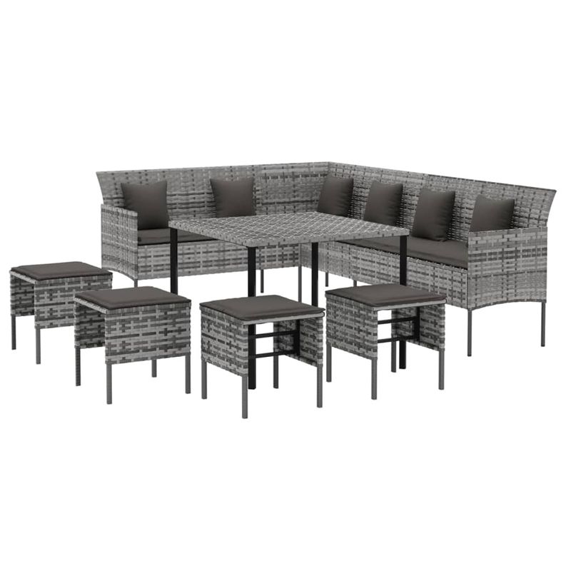 Casa si Gradina - Gradina si terasa - Mobilier exterior - Seturi mobila gradina - Set mobilier de gradina cu perne, 6 piese, gri, poliratan - Infinity.ro