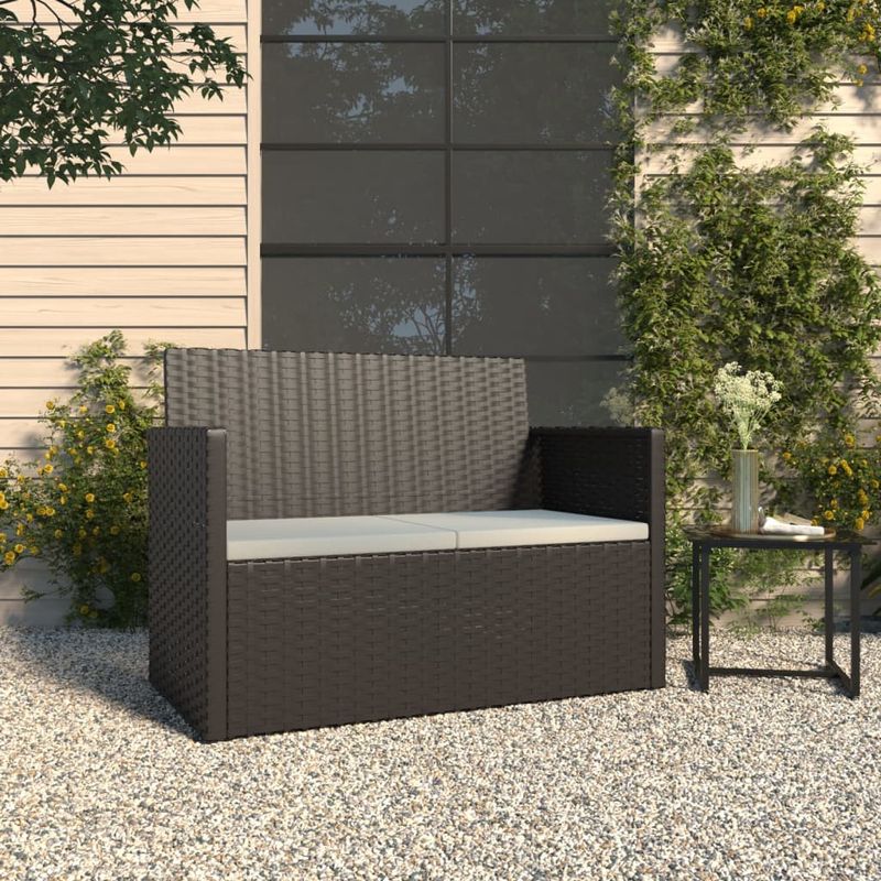 Casa si Gradina - Gradina si terasa - Mobilier exterior - Bancute de gradina - Banca de gradina cu perne, negru, 105 cm, poliratan, model fără pernă de spate - Infinity.ro