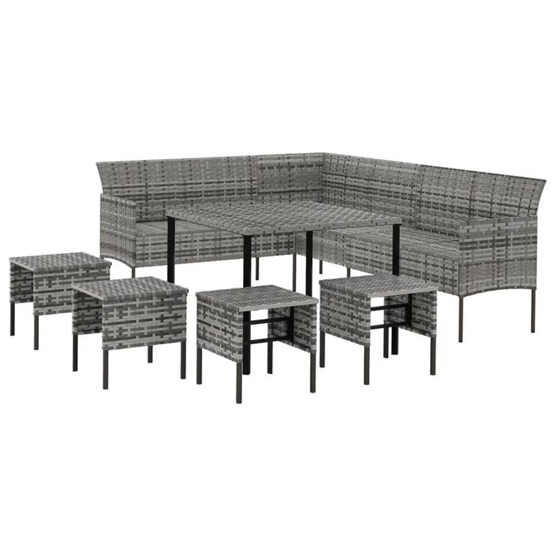 Casa si Gradina - Gradina si terasa - Mobilier exterior - Seturi mobila gradina - Set mobilier de gradina cu perne, 6 piese, gri, poliratan - Infinity.ro