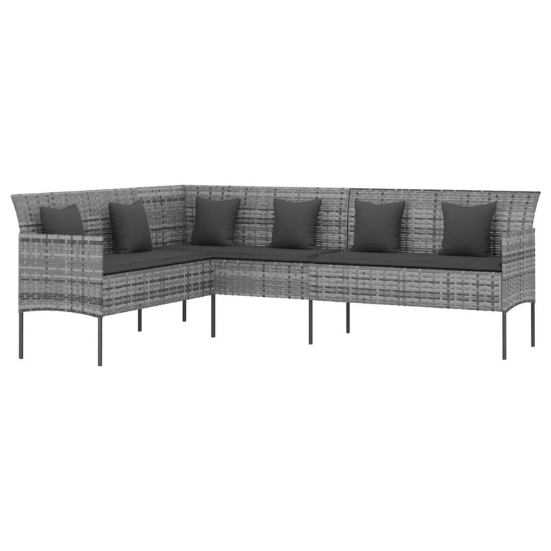 Casa si Gradina - Gradina si terasa - Mobilier exterior - Seturi mobila gradina - Set mobilier de gradina cu perne, 6 piese, gri, poliratan - Infinity.ro