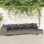 Casa si Gradina - Gradina si terasa - Mobilier exterior - Seturi mobila gradina - Set mobilier de gradina cu perne, 5 piese, gri, poliratan - Infinity.ro