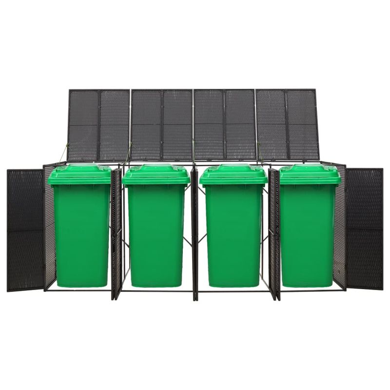 Casa si Gradina - Gradina si terasa - Mobilier exterior - Dulapuri si lazi depozitare exterior - Magazie de pubele cvadrupla, negru, 274x80x117 cm, poliratan - Infinity.ro