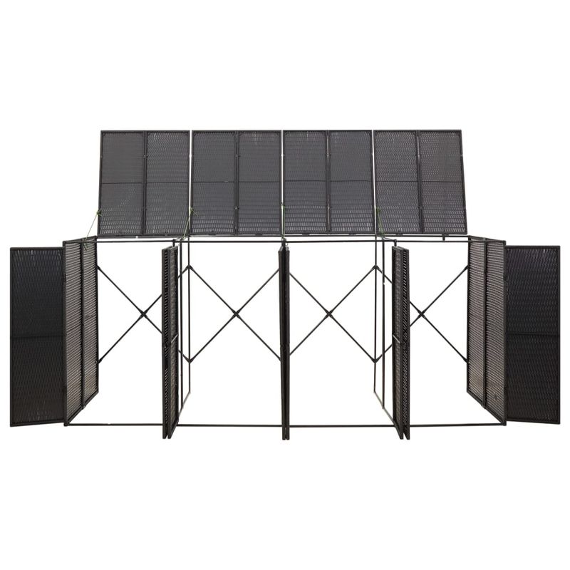Casa si Gradina - Gradina si terasa - Mobilier exterior - Dulapuri si lazi depozitare exterior - Magazie de pubele cvadrupla, negru, 274x80x117 cm, poliratan - Infinity.ro