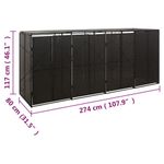 Casa si Gradina - Gradina si terasa - Mobilier exterior - Dulapuri si lazi depozitare exterior - Magazie de pubele cvadrupla, negru, 274x80x117 cm, poliratan - Infinity.ro