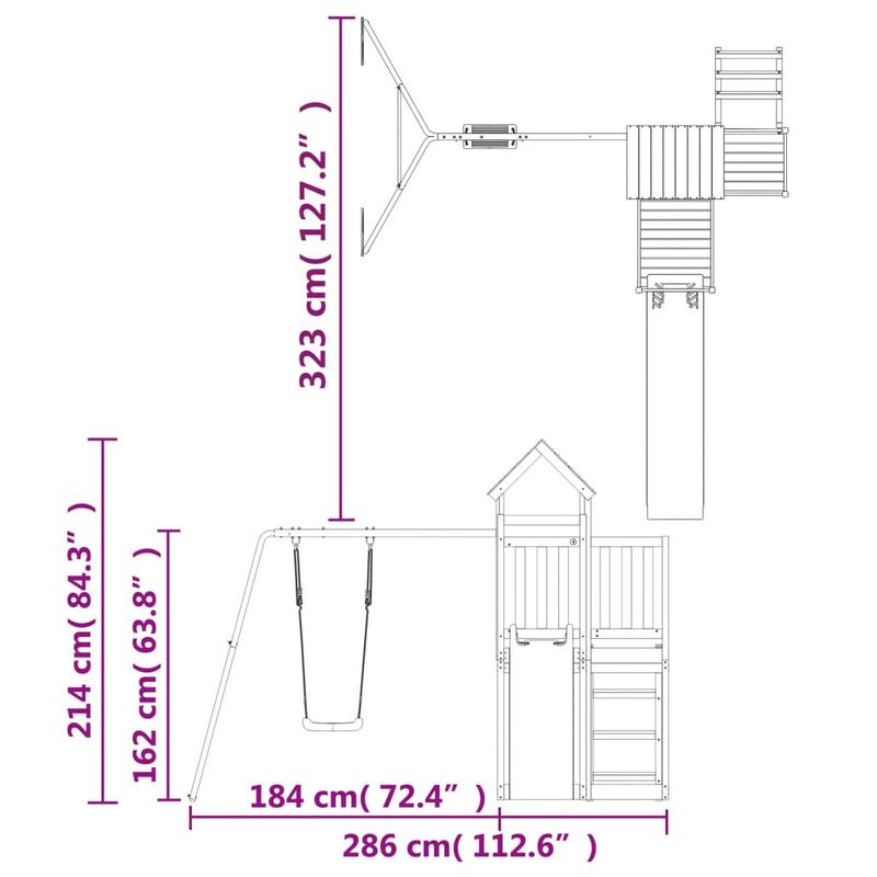 Jucarii, Copii si Bebe - Jucarii si jocuri - Jucarii de exterior - Spatii de joaca si accesorii - Set de joaca pentru exterior, lemn masiv de pin - Infinity.ro