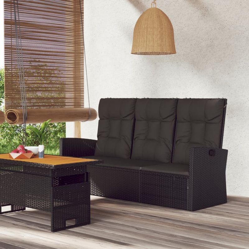 Casa si Gradina - Gradina si terasa - Mobilier exterior - Bancute de gradina - Banca rabatabila de gradina cu perne, negru, 173 cm, poliratan - Infinity.ro