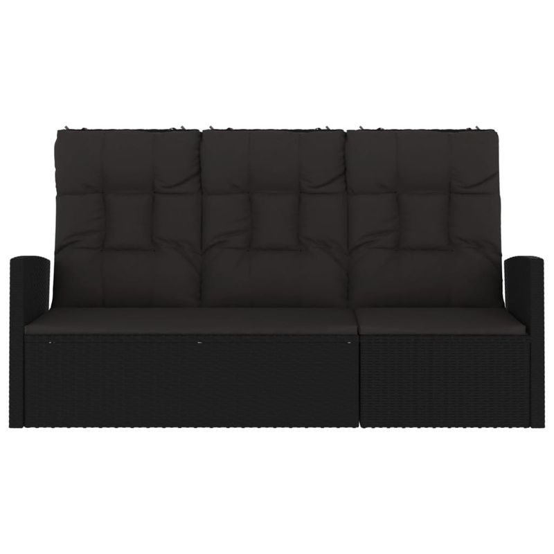 Casa si Gradina - Gradina si terasa - Mobilier exterior - Bancute de gradina - Banca rabatabila de gradina cu perne, negru, 173 cm, poliratan - Infinity.ro